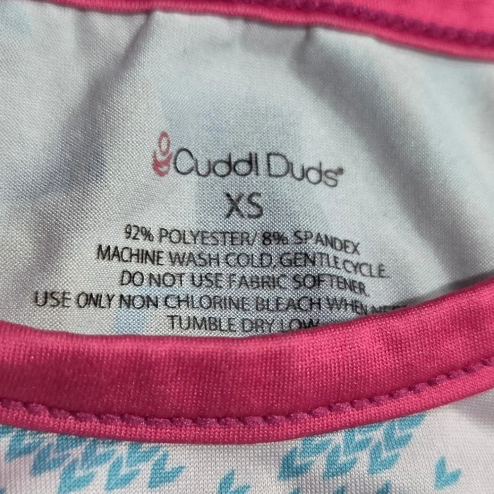 Cuddl Duds Disney Princess Girls XS Base Layer Thermal Pajama Set Pink White